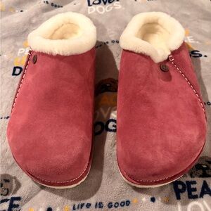 NWOT Birkenstock Zinfadrl Suede Slippers with fur lining size 46/ mens13